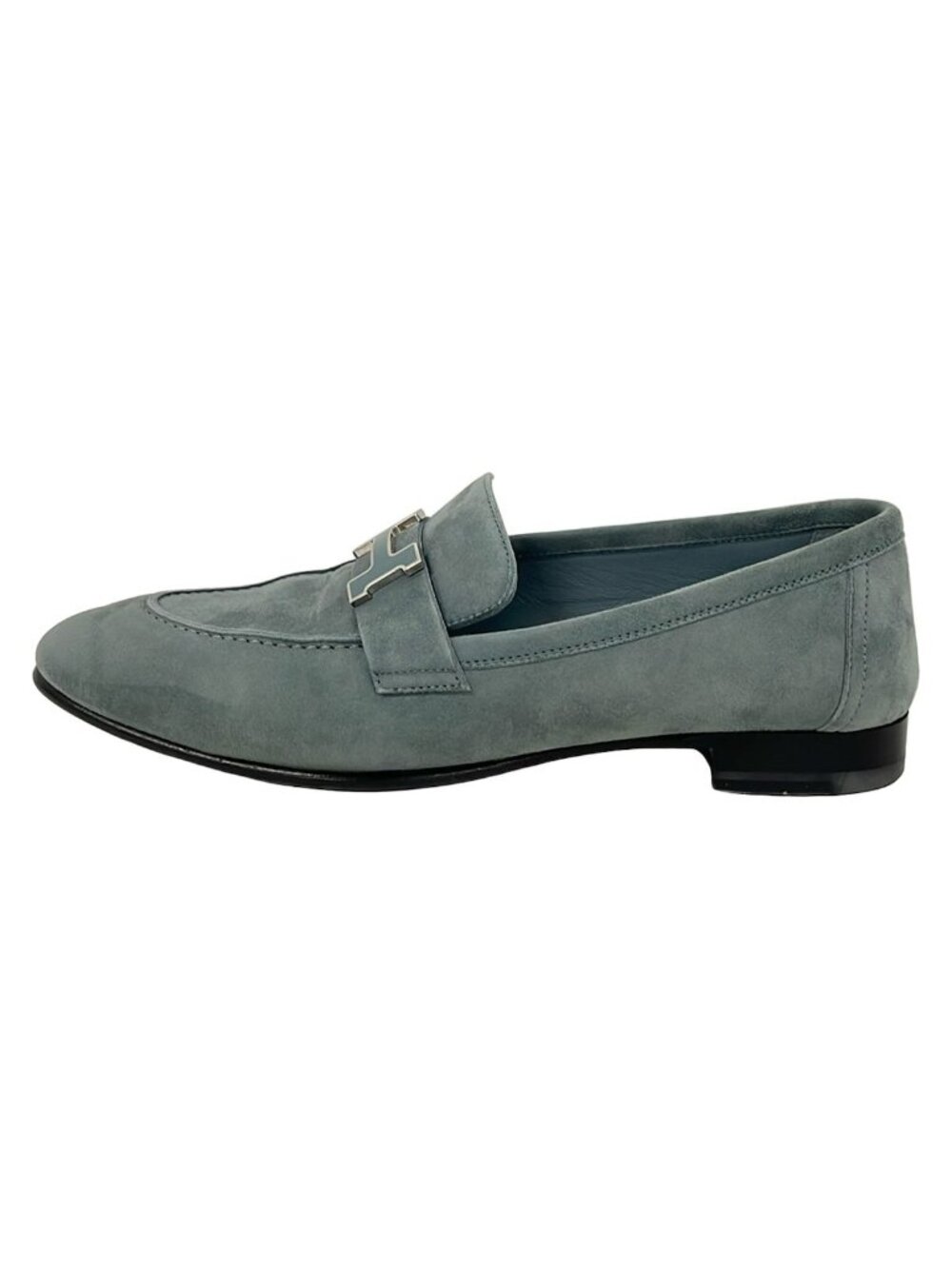 Hermes Loafers Paris Blue Green H Silver